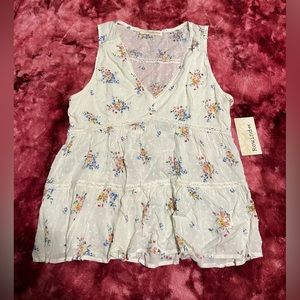 Rewind Floral Flared Tank Top Size XL